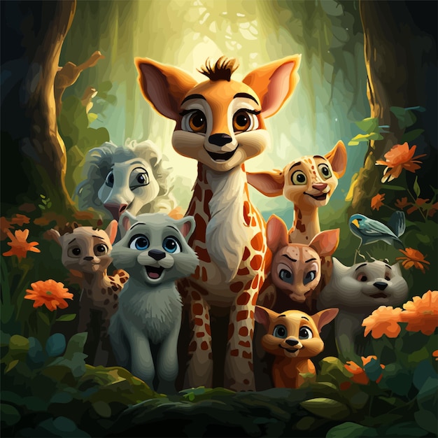 cute animal illustration background