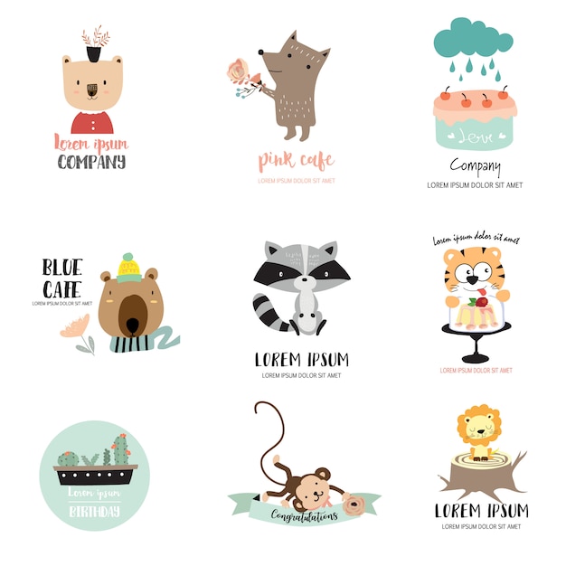 Cute animal logo for kid shop