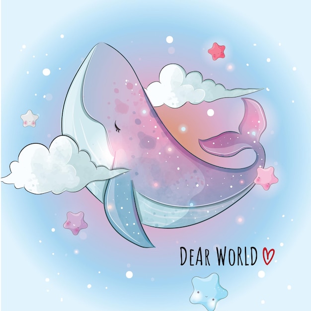 cute animal magical whale illustrationillustration of background