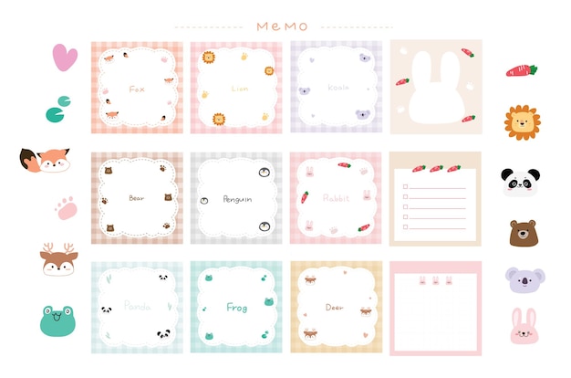 Cute animal memo paper