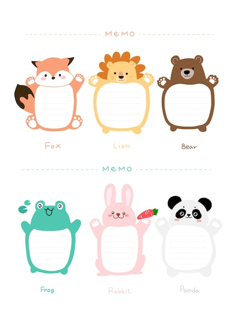 Cute animal memo paper