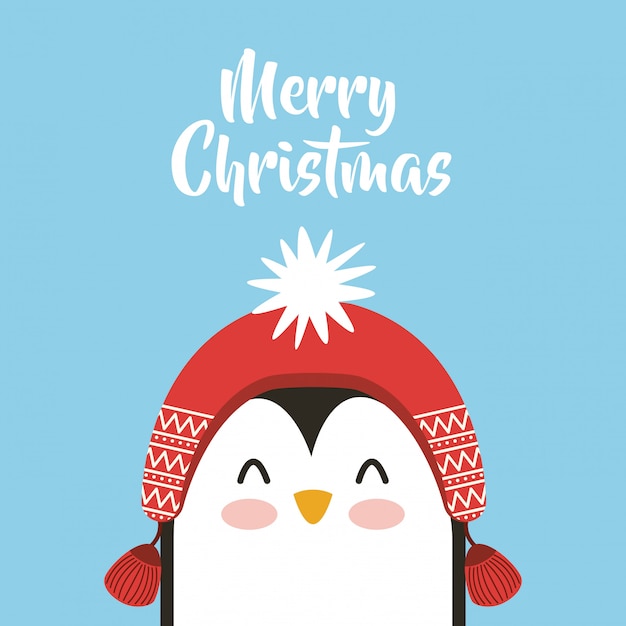 Cute animal merry christmas isolated icon