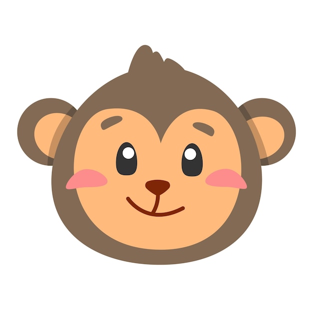 Vector cute animal monkey icon flat illustration for your design flat style