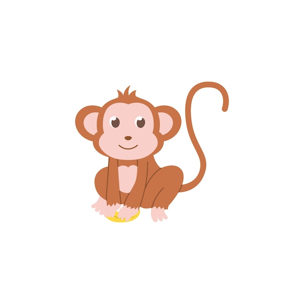 cute animal monkey vector set drawing