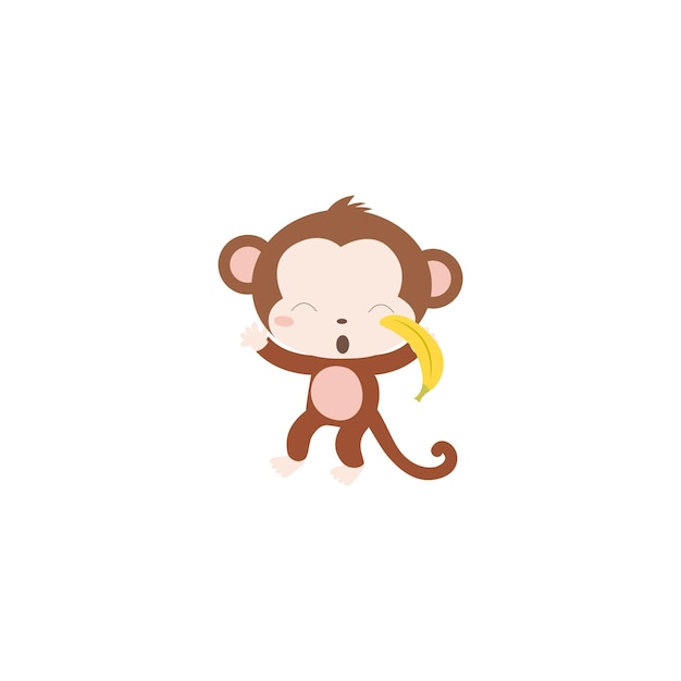 cute animal monkey vector set safari