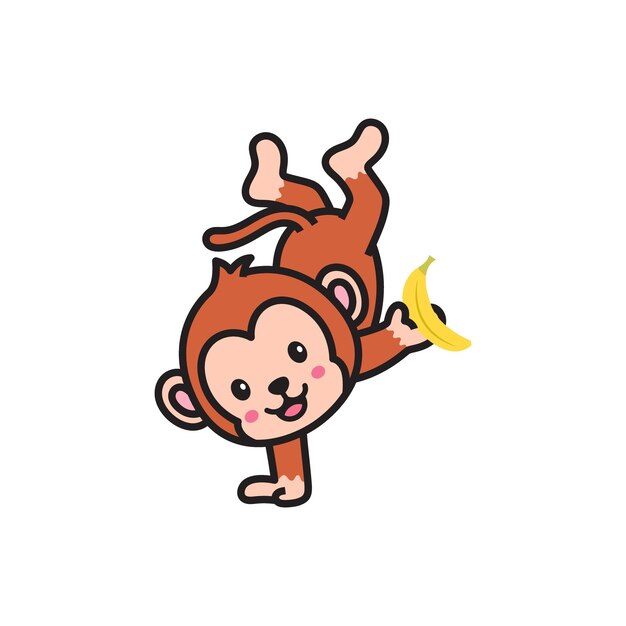 cute animal monkey vector set set