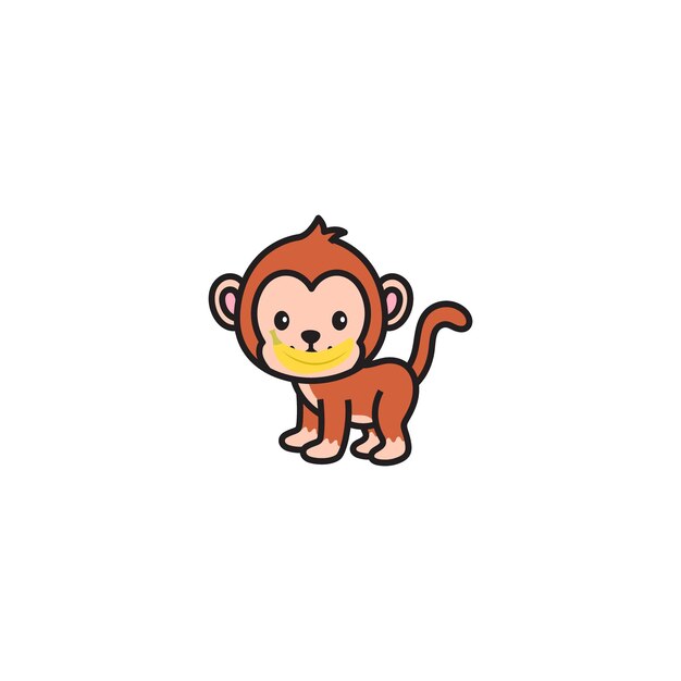 милый животный обезьяна вектор набор вектор