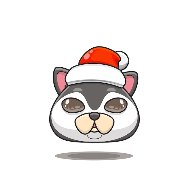 Vector cute animal monster head illustration wearing a santa hat