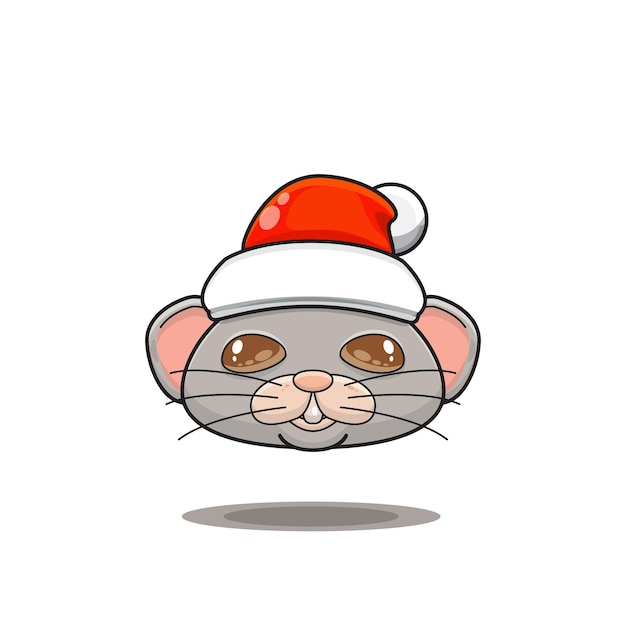 cute animal monster head illustration wearing a santa hat