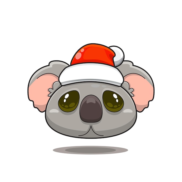 cute animal monster head illustration wearing a santa hat