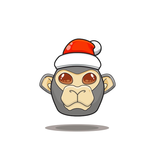 サンタの帽子をかぶったかわいい動物モンスターの頭のイラスト