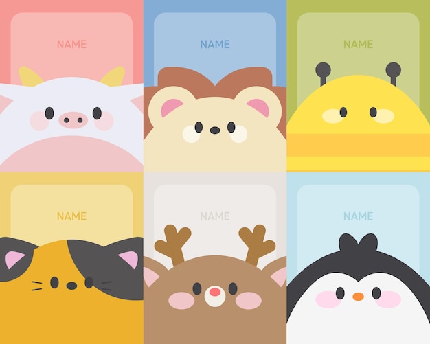 Cute Animal Name Tag Illustration Collection