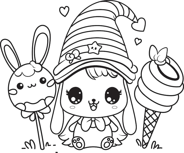 Vector cute animal outline drawing vector illustration for childrens coloring book