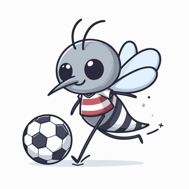 Cute Animal Playing Soccer Ball Cartoon Vector Icon Illustration Animal Sport Icon Concept Isolated