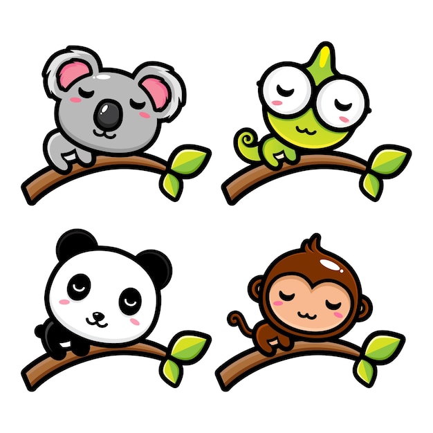 Cute animal relaxing cartoon