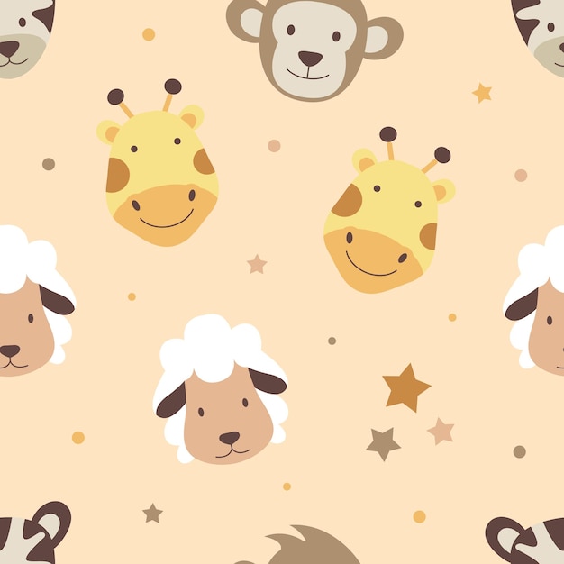 Cute animal seamless pattern  background