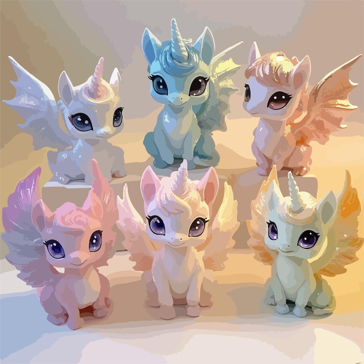 Vector cute animal set of a dragon