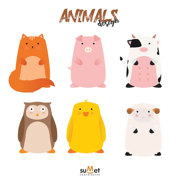 Vector cute animal set