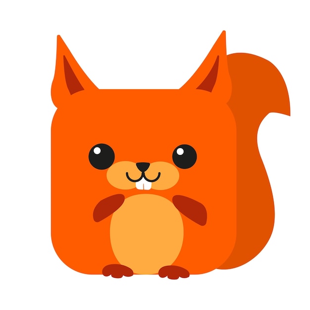 Vector cute animal square face vector flat illustration