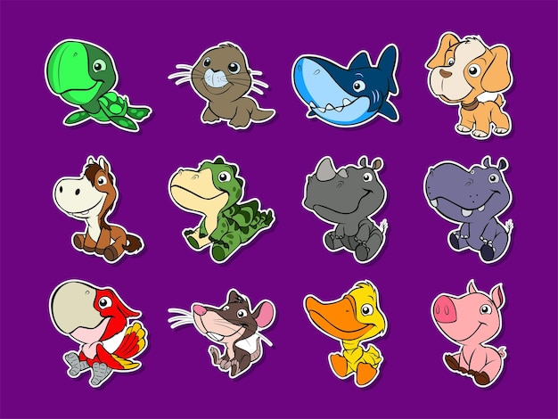 Cute animal sticker collection