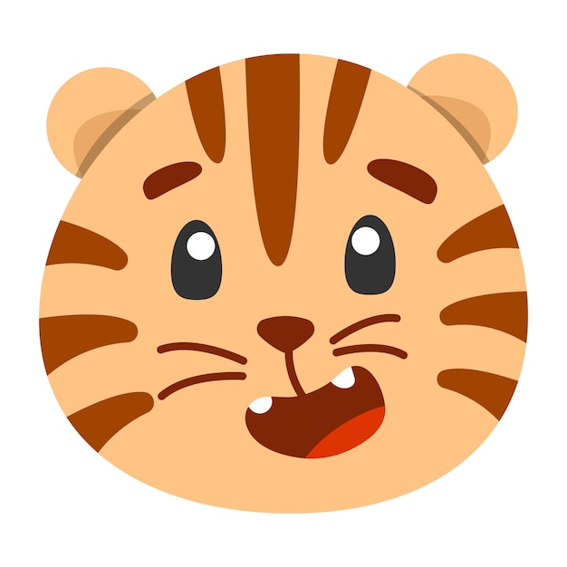 cute animal tiger icon flat illustration for your design flat style