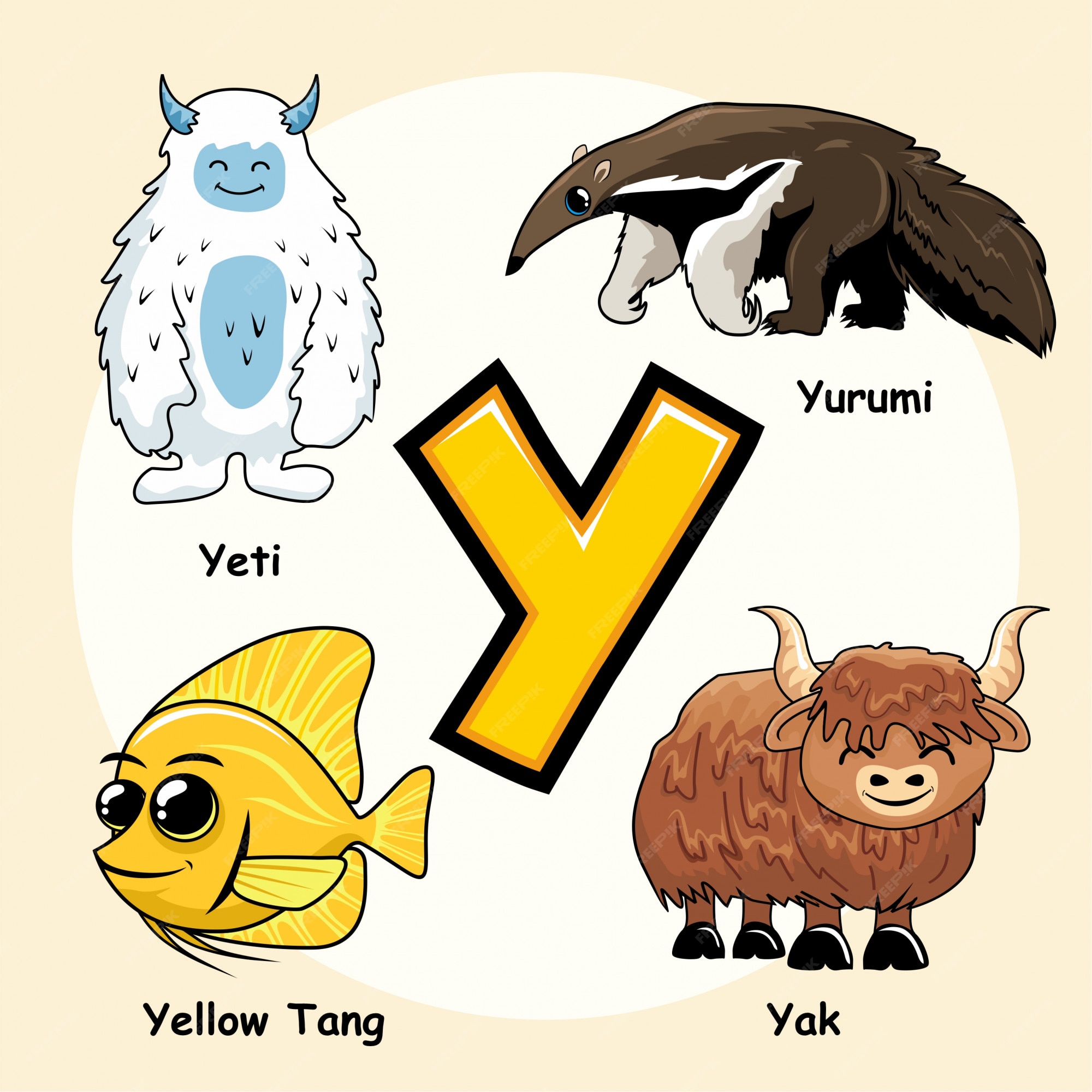 Premium Vector | Cute Animals Alphabet Letter Y