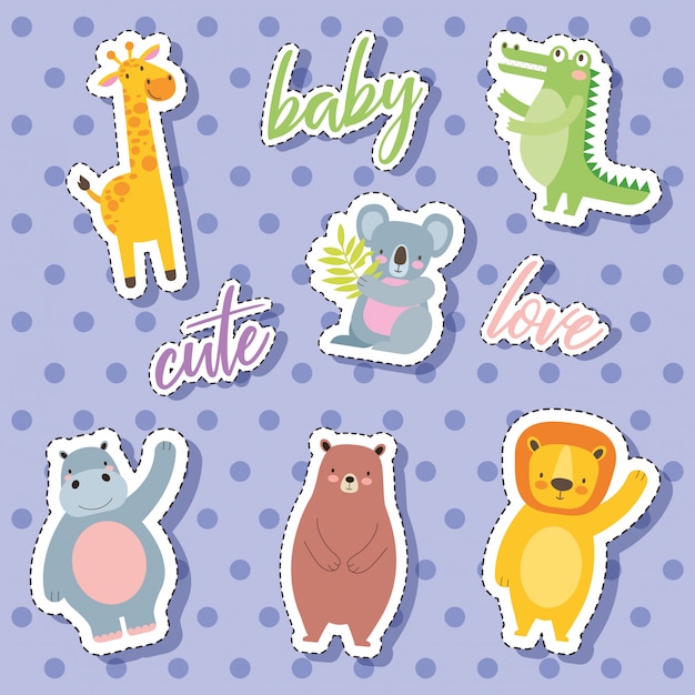 Vector cute animals background