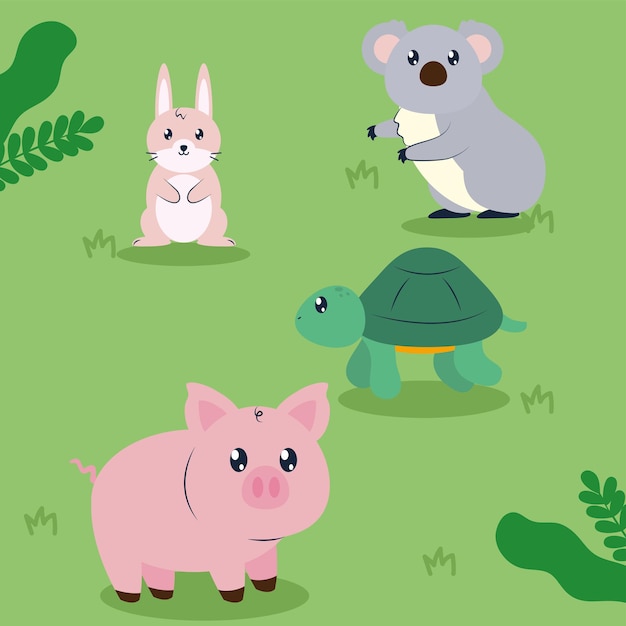 Vector cute animals in the camp scene