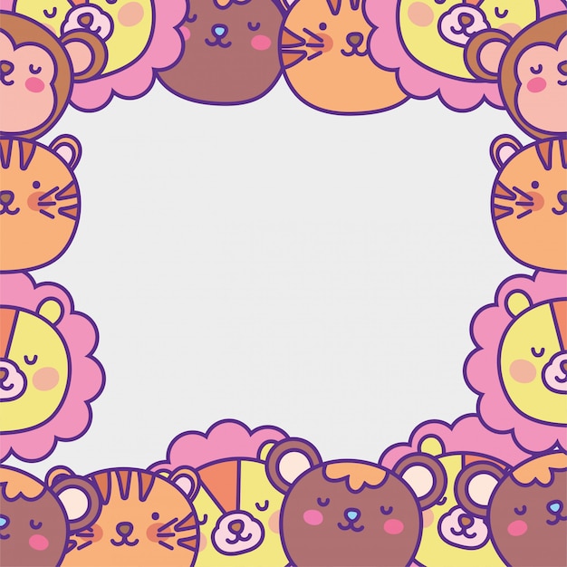 Vector cute animals cartoon  frame