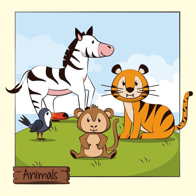 Cute animals cartoon icon 