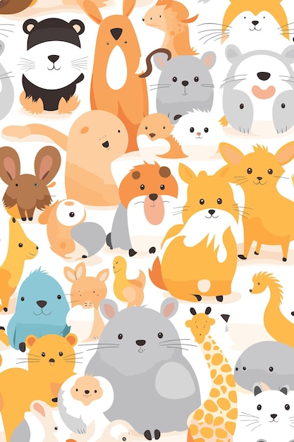 Vector cute animals cartoon pattern vector art background