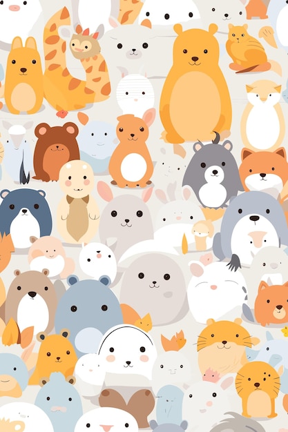 Premium Vector | Cute animals cartoon pattern vector art background