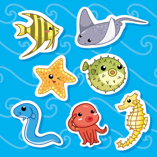 Vector cute animals collection stickers