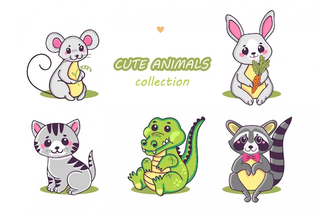 Vector cute animals collection.