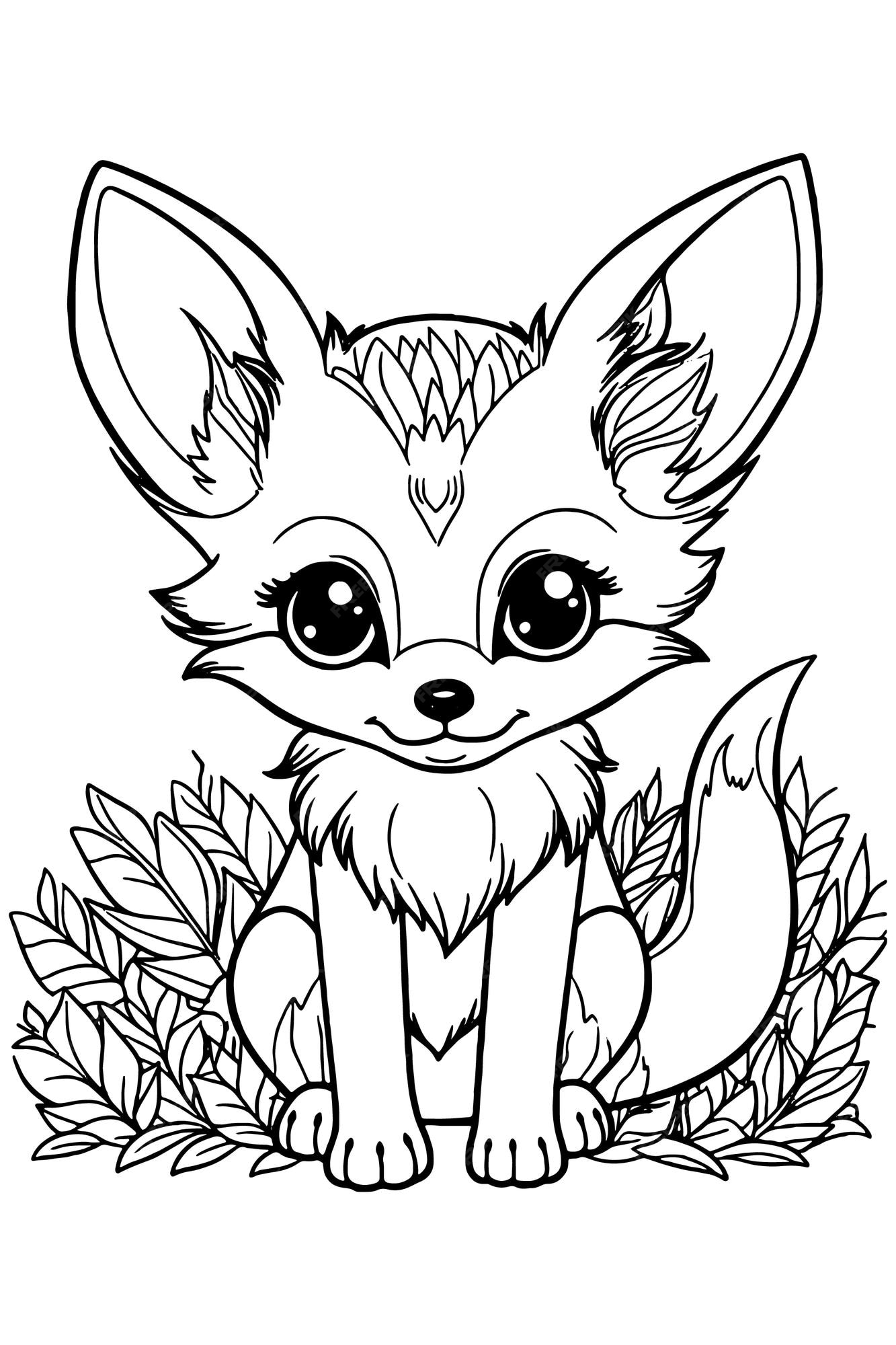 Premium Vector Cute animals coloring pages for kids fox coloring page