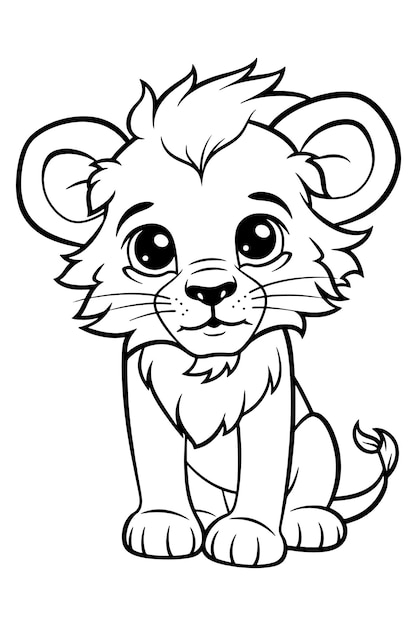 Cute animals coloring pages for kids Lion cub coloring pages for kids