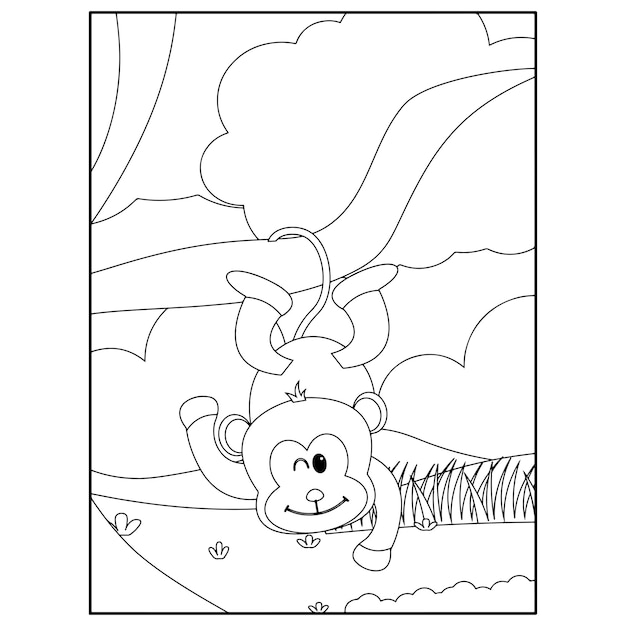 Cute Animals Coloring Pages For Kids Premium Vector