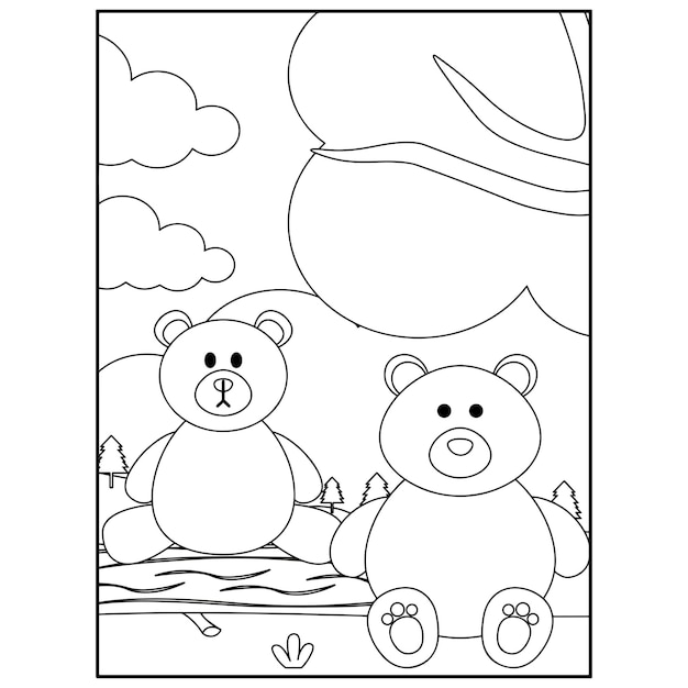 Vector cute animals coloring pages for kids premium vector