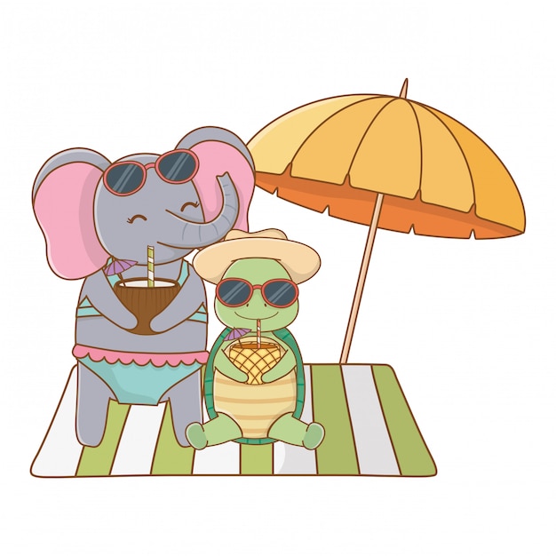 Cute animals enjoying summer vacations