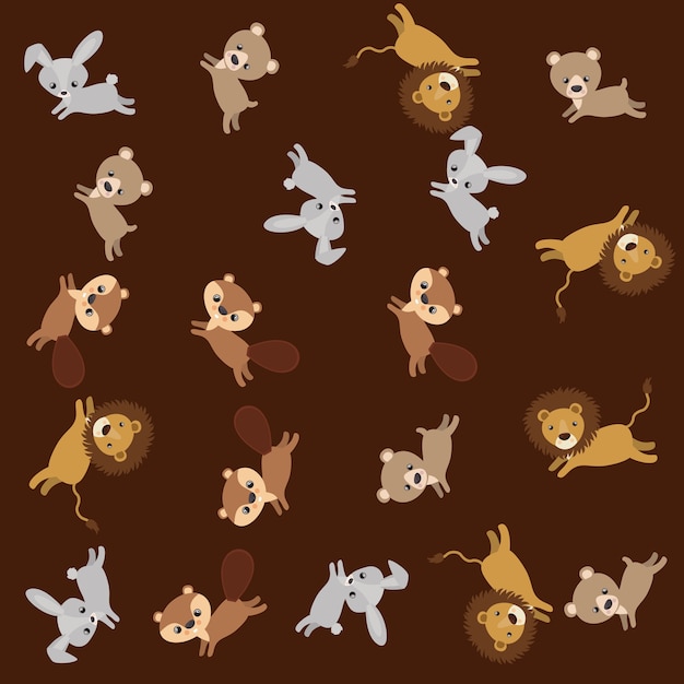 Cute animals group pattern background