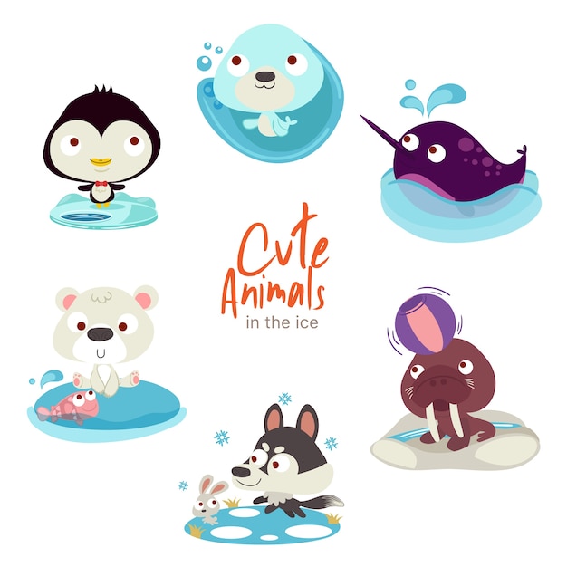 Cute animals on ice