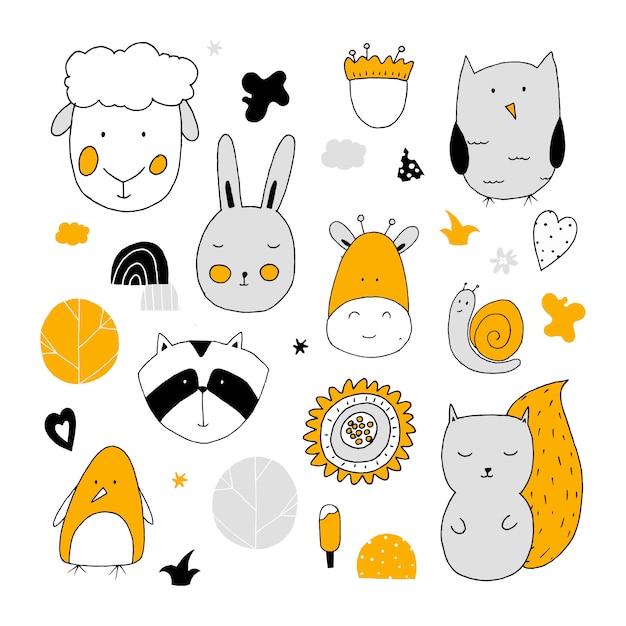 Vector cute animals & nature characters for baby designs