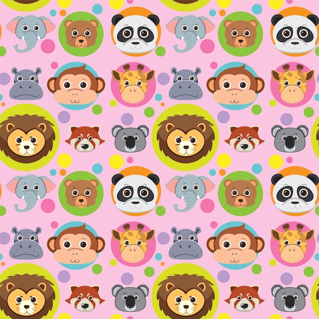 Cute animals seamless pattern