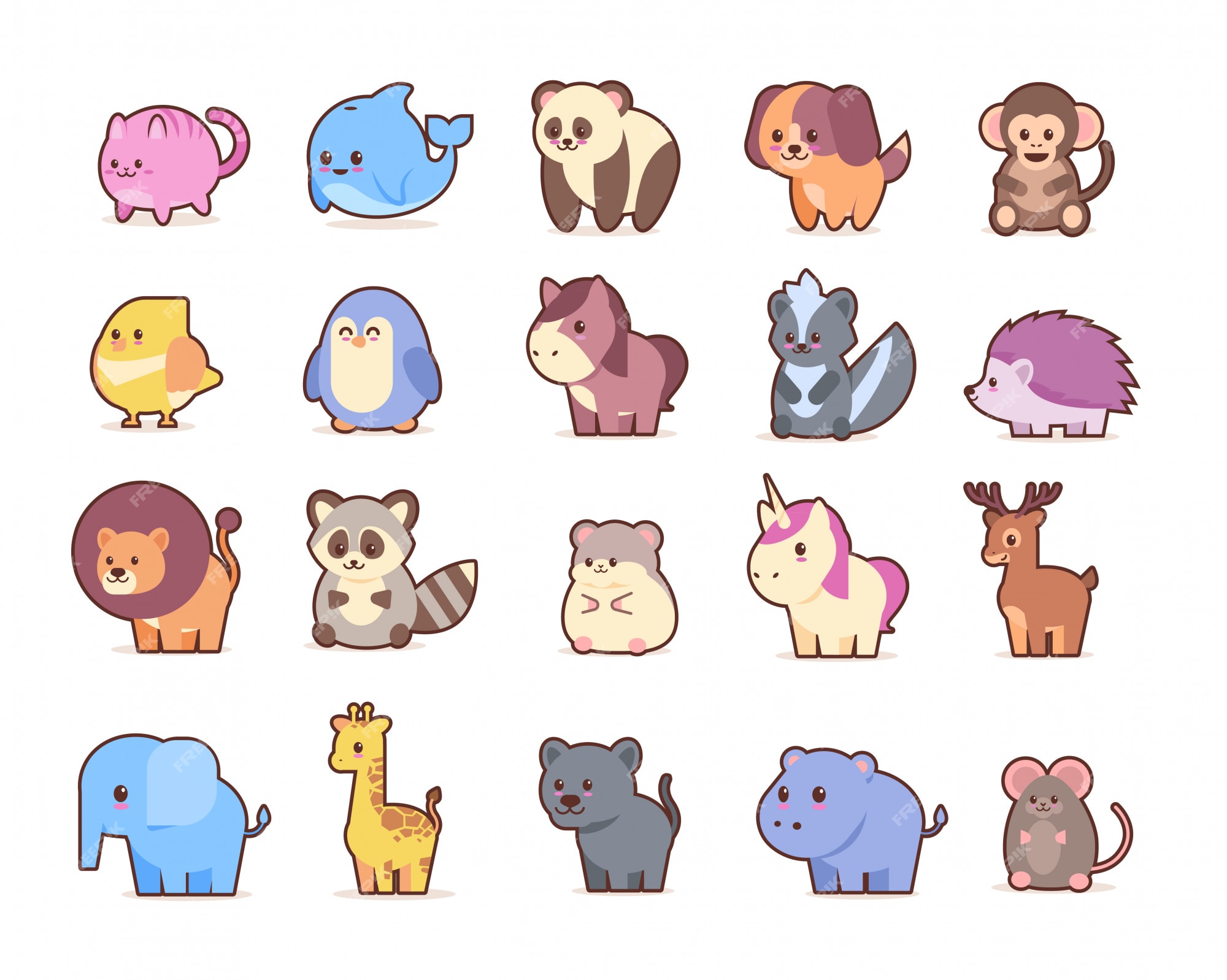 Premium Vector | Cute animals set cartoon comic characters Premium Vector | Cute animals set cartoon comic characters