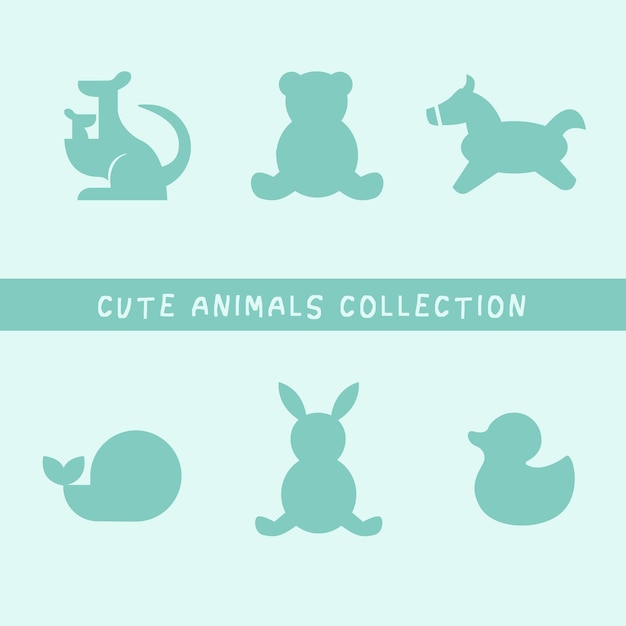 Vector cute animals in silhouette style vector illustration stencil for baby