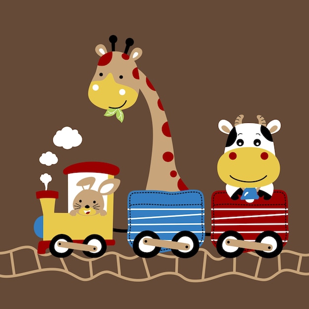 Vector cute animals on train cartoon vector