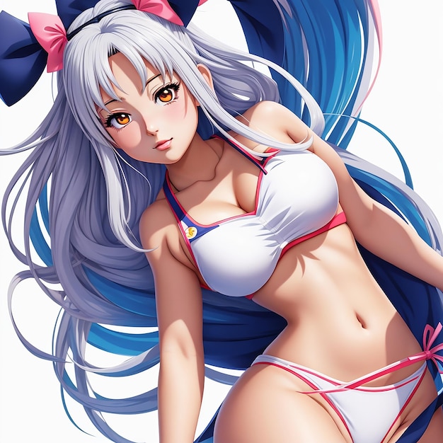 Vector cute anime bikini girl