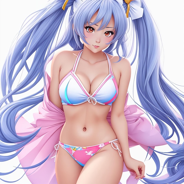 Vector cute anime bikini girls