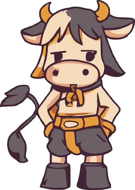 Vector cute anime cow wearing pants