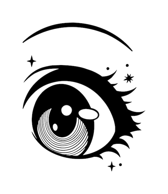 Cute anime girl eye Vector illustration